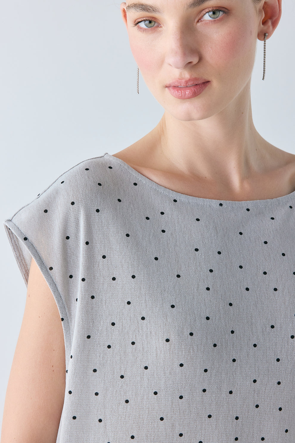 Ariane Mesh Maxi Dress Grey Polka Dot