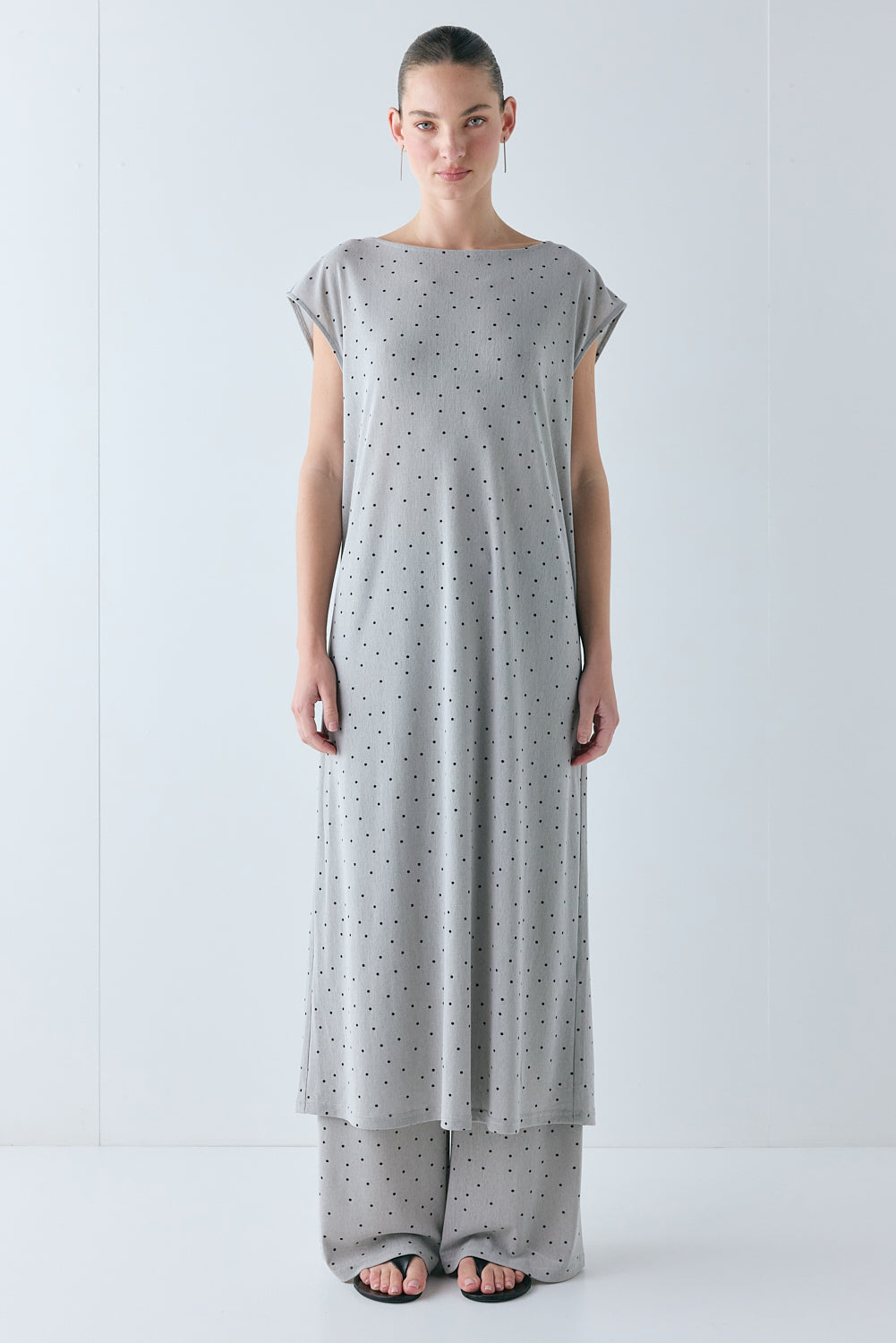 Ariane Mesh Maxi Dress Grey Polka Dot - size:Zhenya:AU 6 / US 2