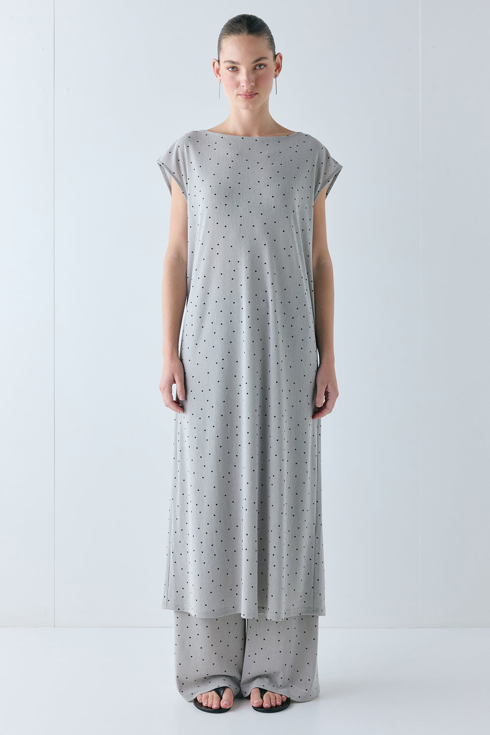 Ariane Mesh Maxi Dress Grey Polka Dot - size:Zhenya:AU 6 / US 2