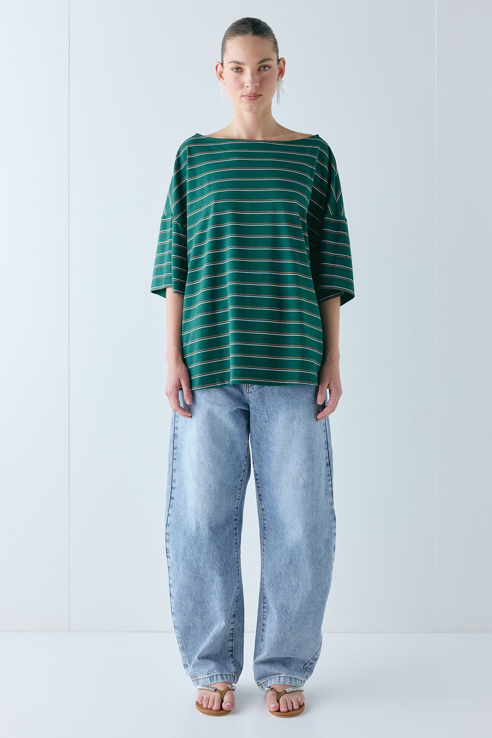 Della Tee Green Stripe
