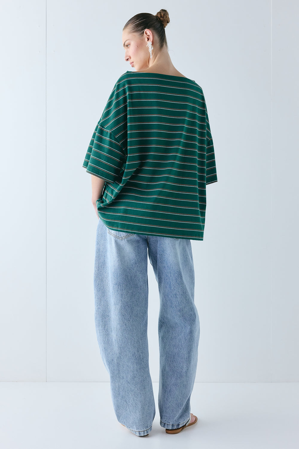 Della Tee Green Stripe
