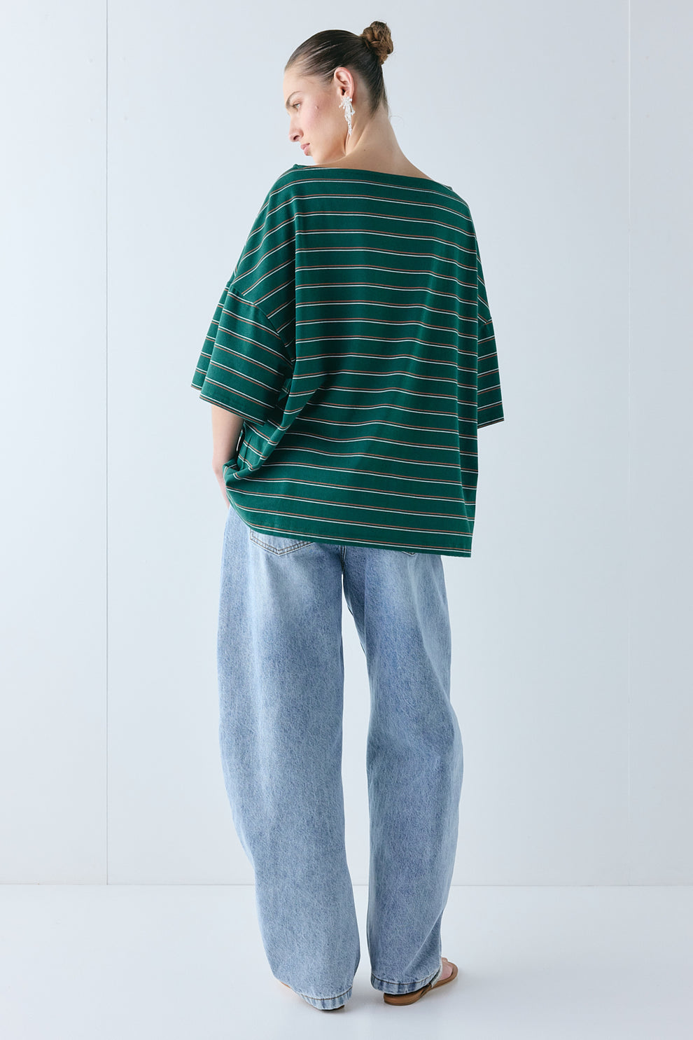 Della Tee Green Stripe