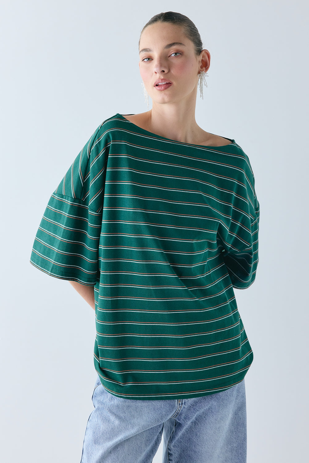 Della Tee Green Stripe