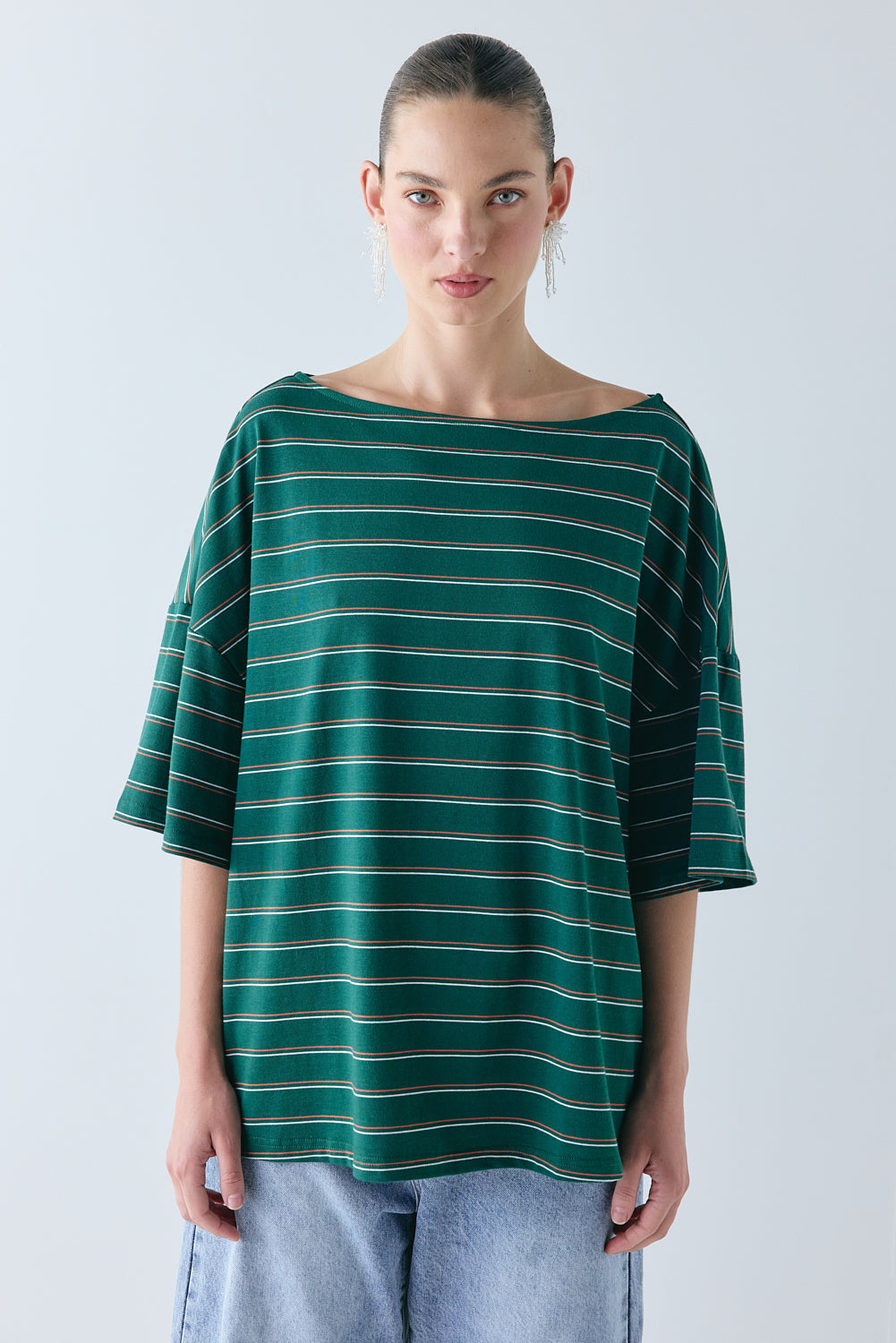 Della Tee Green Stripe - size:Zhenya:AU 6 / US 2