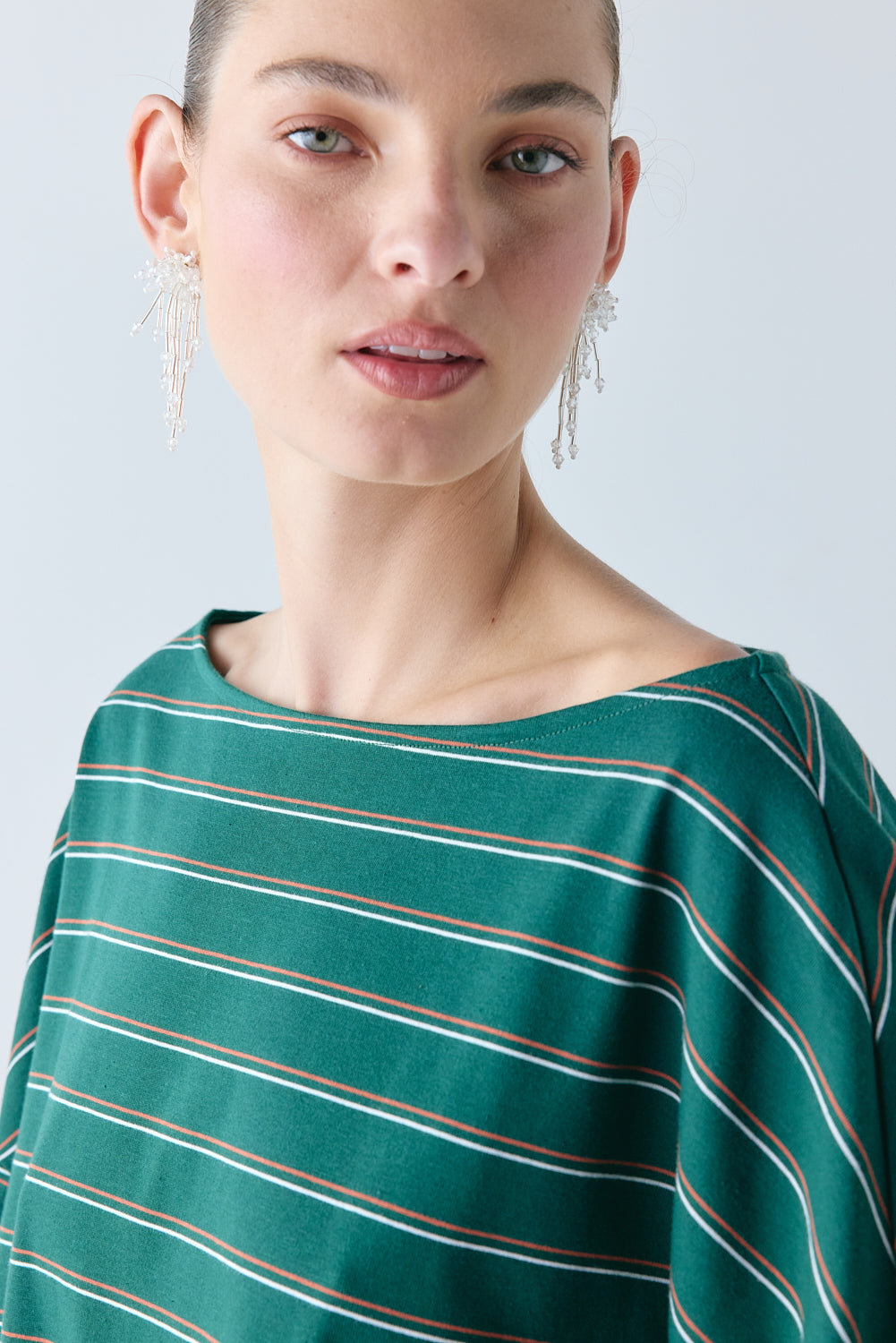 Della Tee Green Stripe