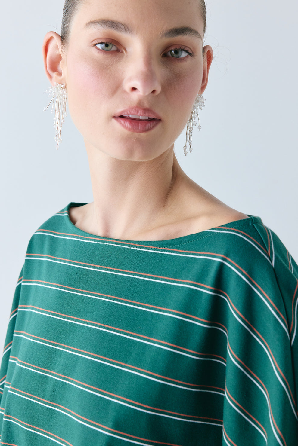 Della Tee Green Stripe