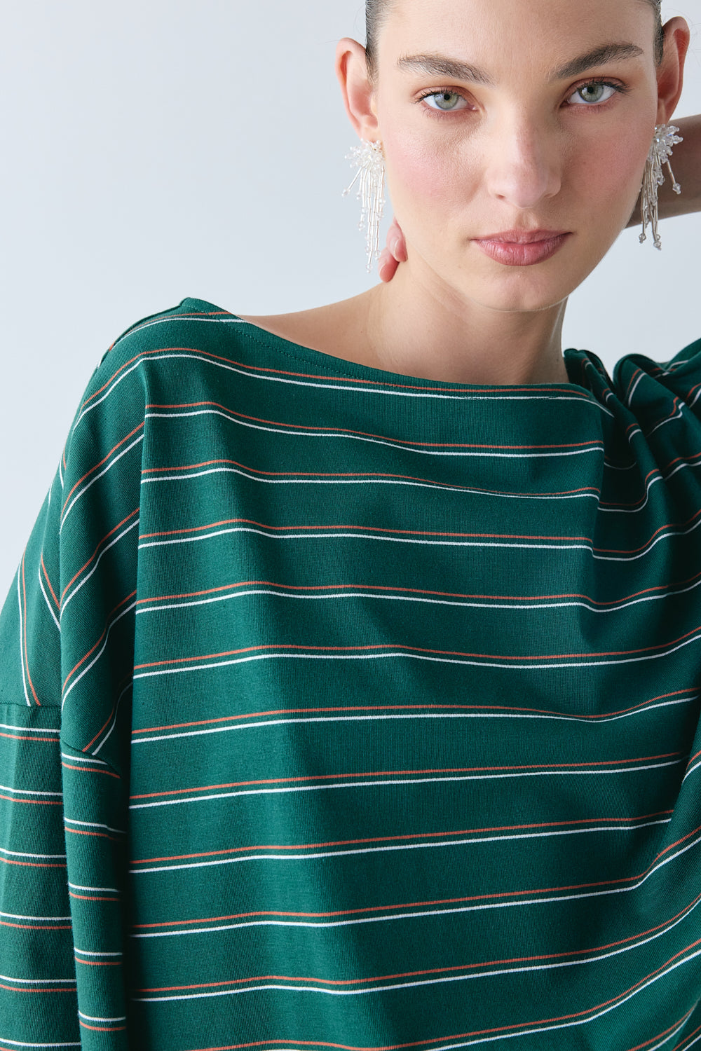 Della Tee Green Stripe