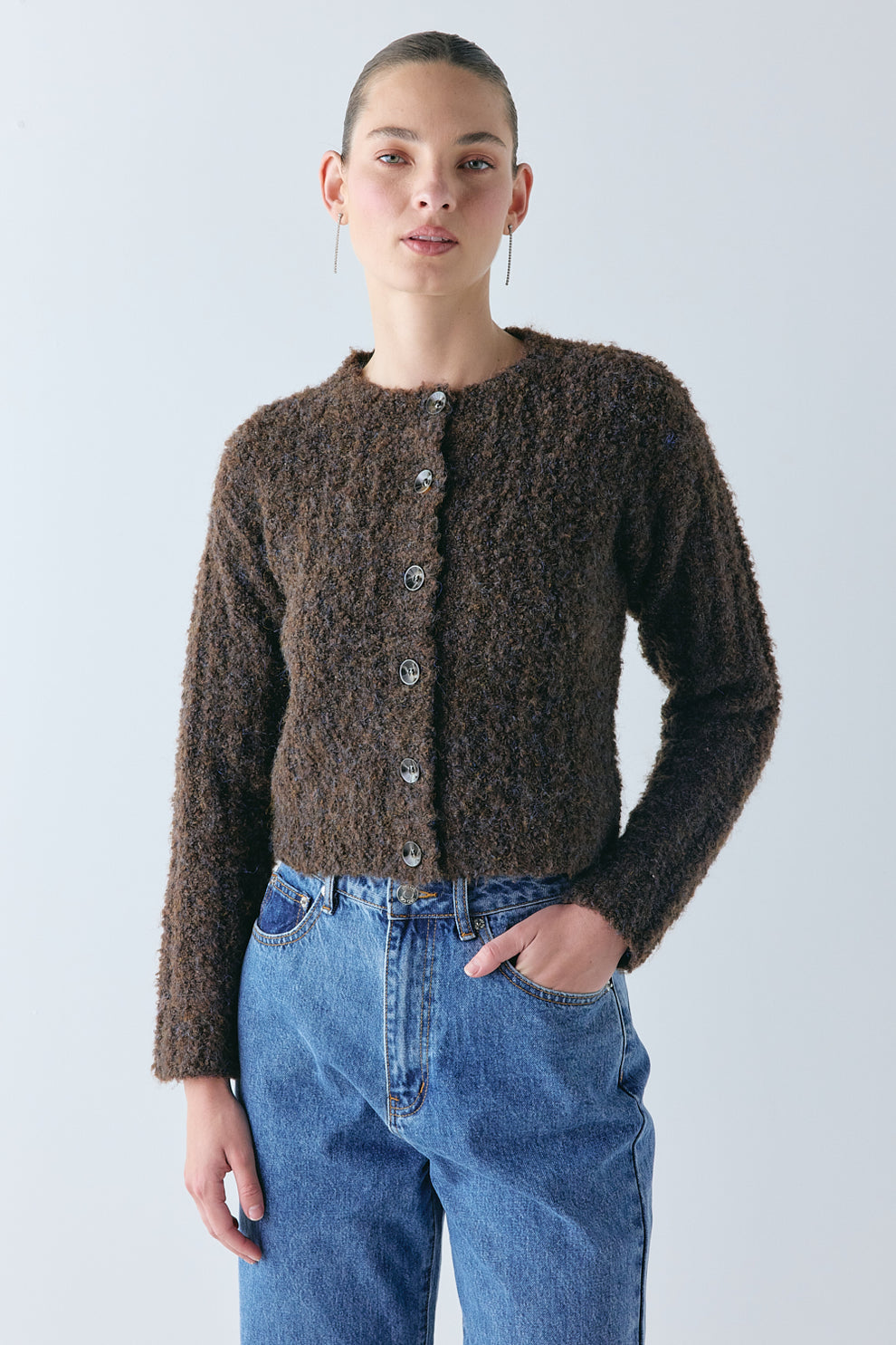 Louis Knit Cardigan Chocolate - size:Zhenya:XS