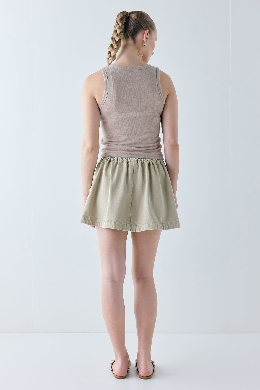 Reiley Denim Mini Skirt Ecru