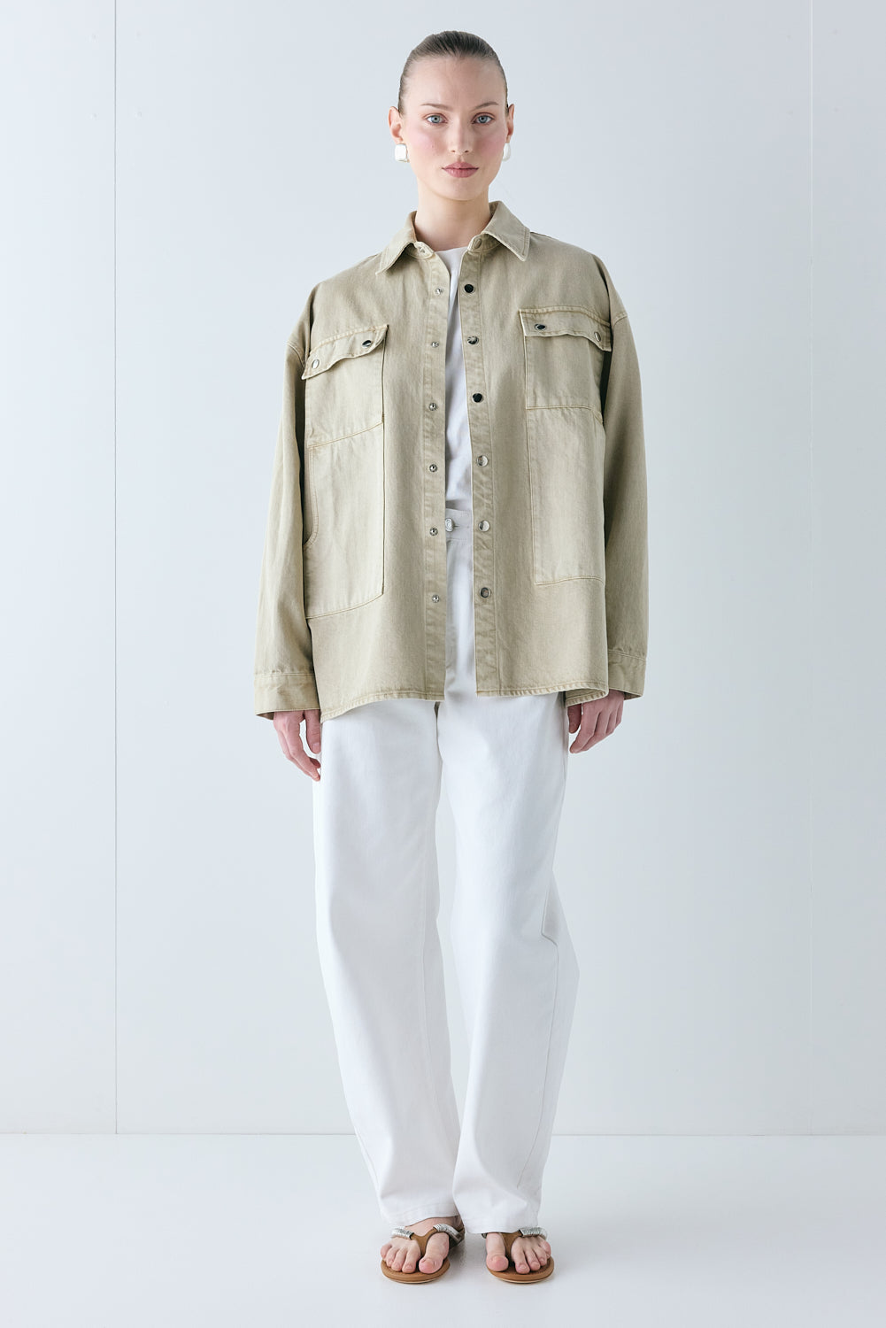 Rafa Denim Utility Shirt Ecru - size:Mira:AU 8 / US 4