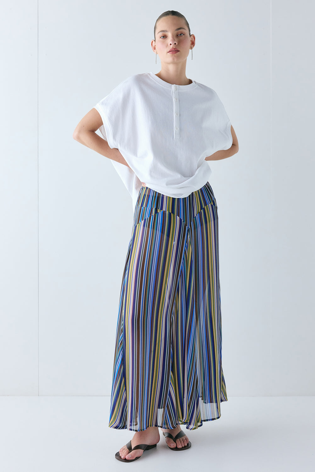 Sadie Sheer Maxi Skirt Stripe - size:Zhenya:AU 6 / US 2