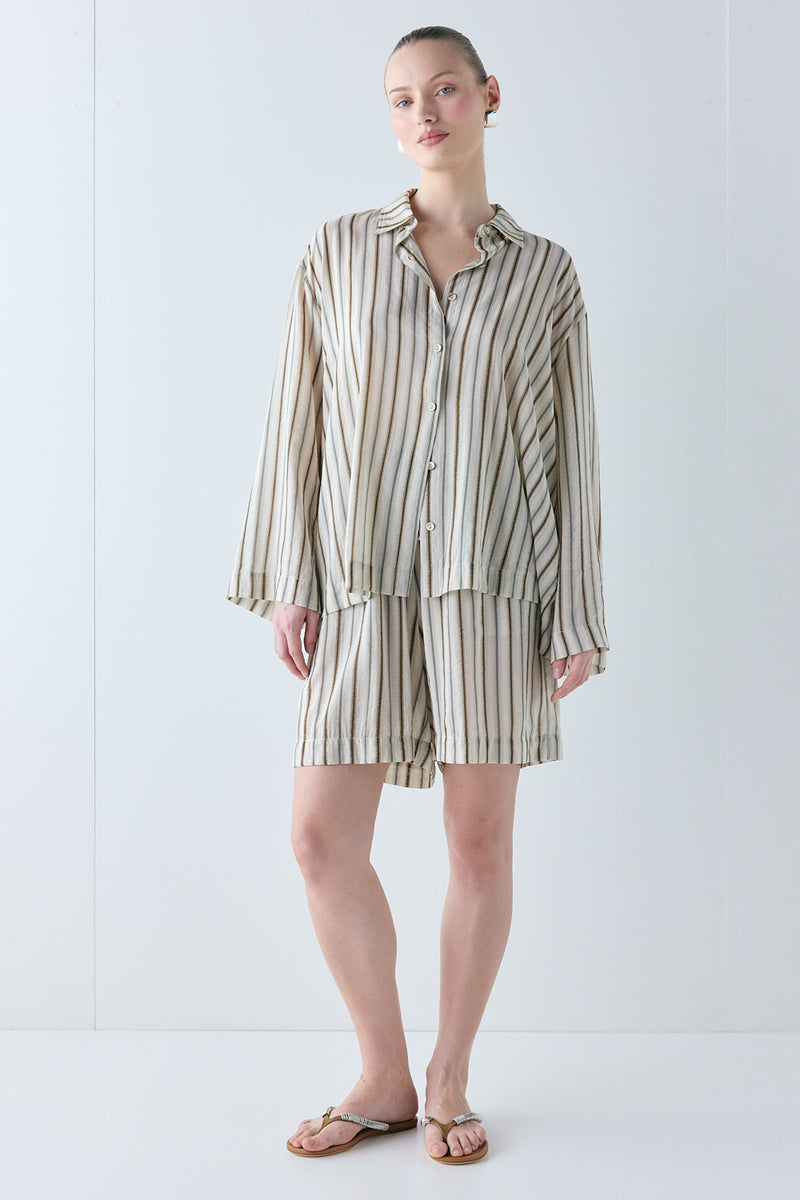 Vale Shirt Brown Stripe - size:Mira:AU 8 / US 4