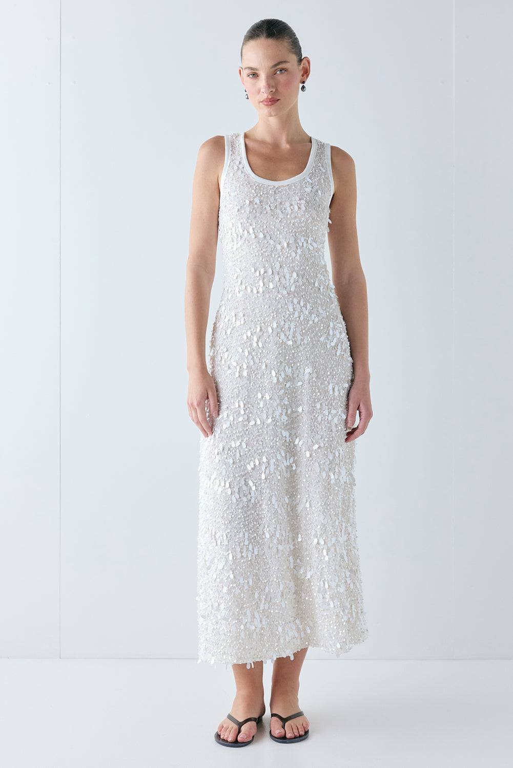 Petra Sequin Maxi Dress Cream - size:Zhenya:AU 6 / US 2