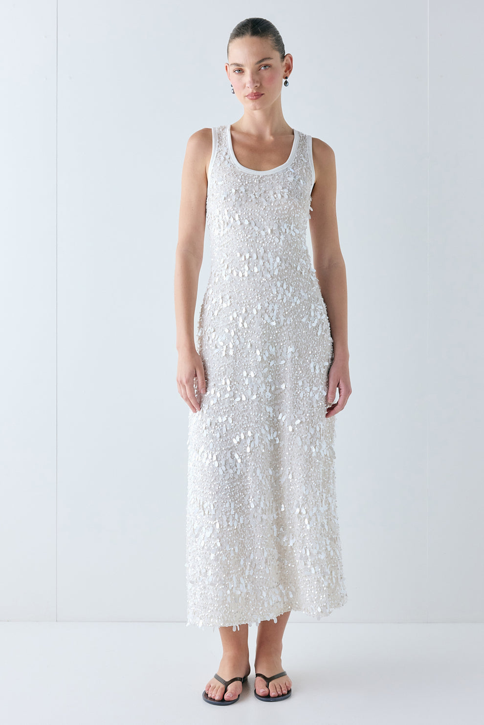 Petra Sequin Maxi Dress Cream - size:Zhenya:AU 6 / US 2