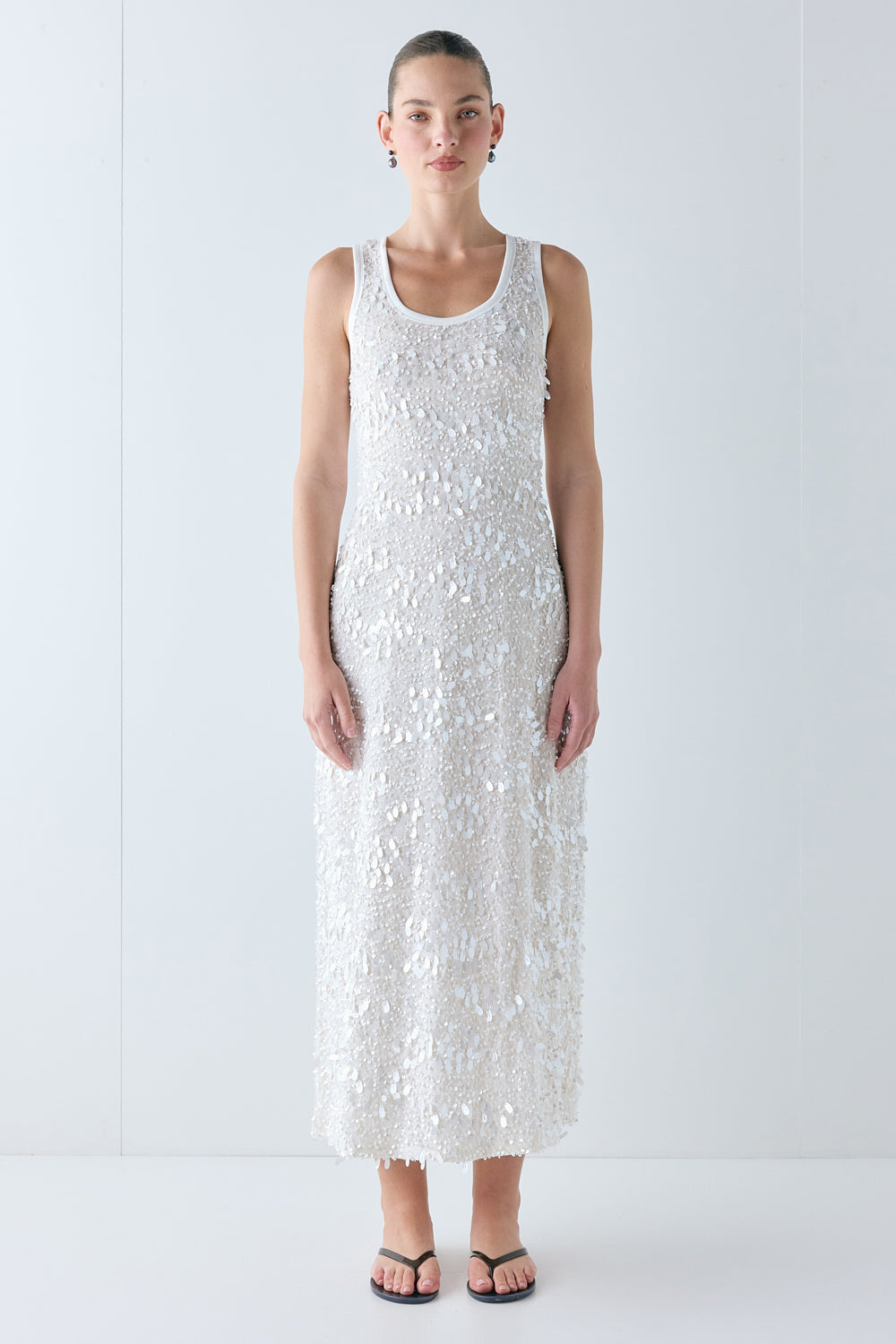 Petra Sequin Maxi Dress Cream