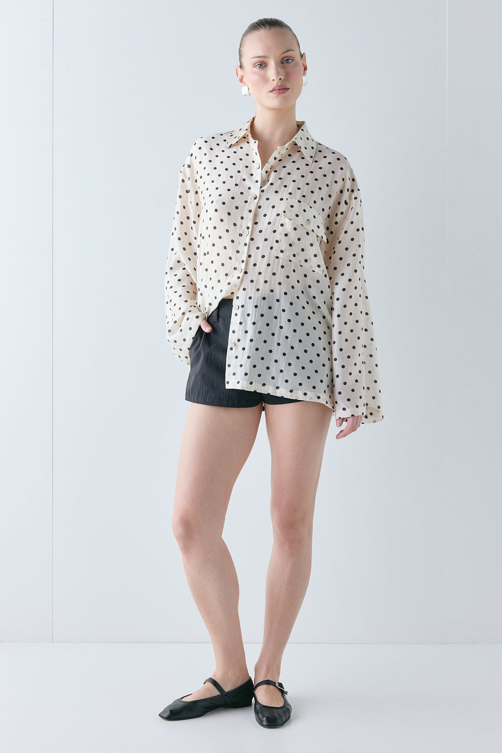 Vale Sheer Shirt Cream Polka Dot - size:Mira:AU 8 / US 4