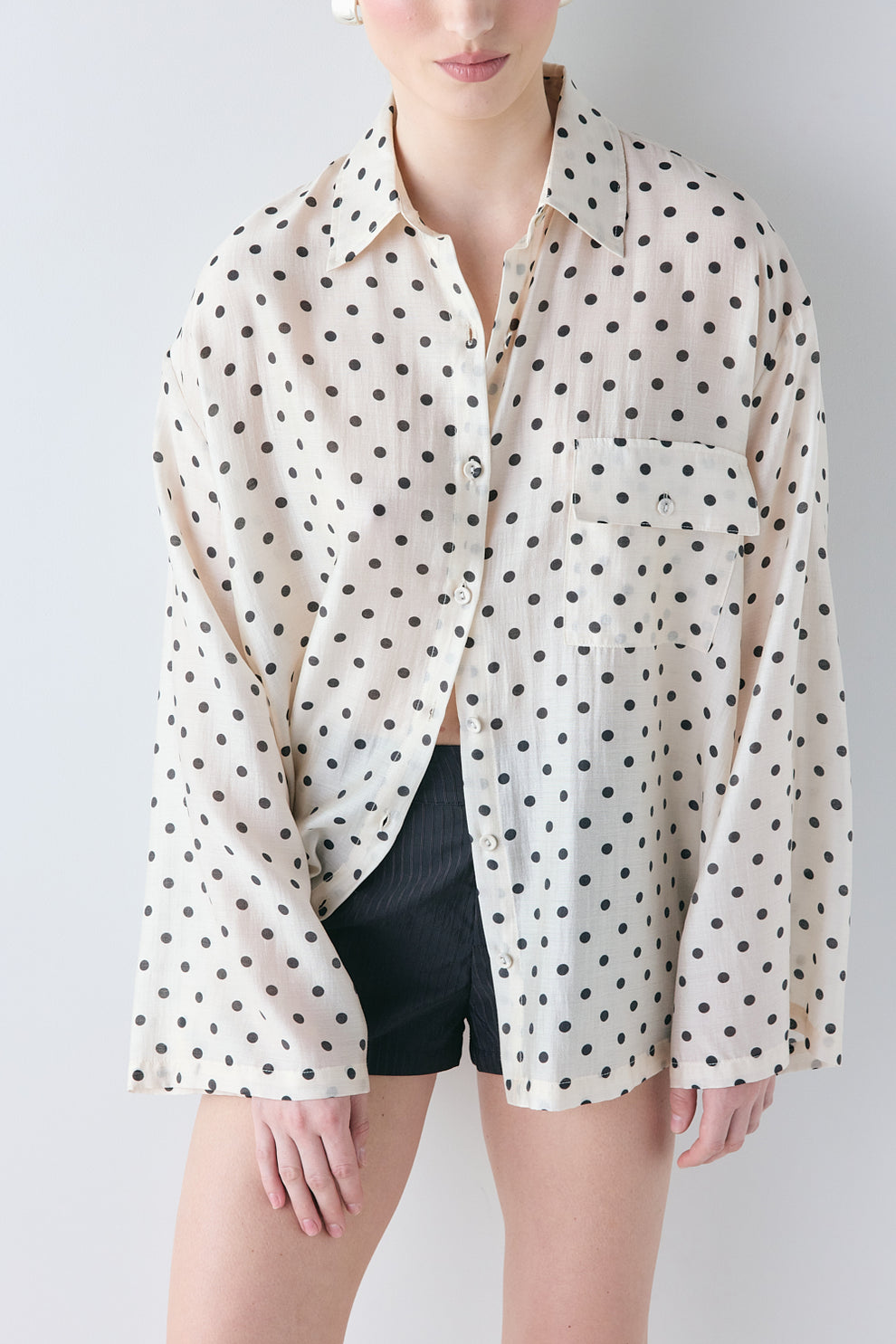 Vale Sheer Shirt Cream Polka Dot