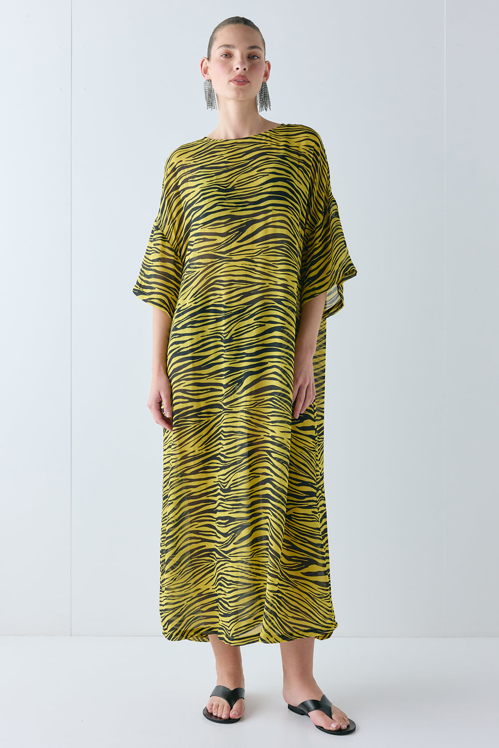 Ivette Sheer Midi Dress Tiger - size:Zhenya:AU 6 / US 2