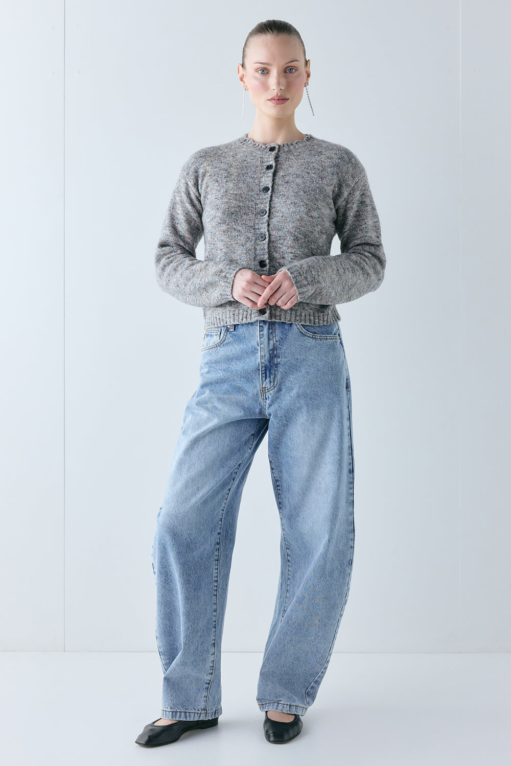 Inez Knit Cardigan Grey Marle 