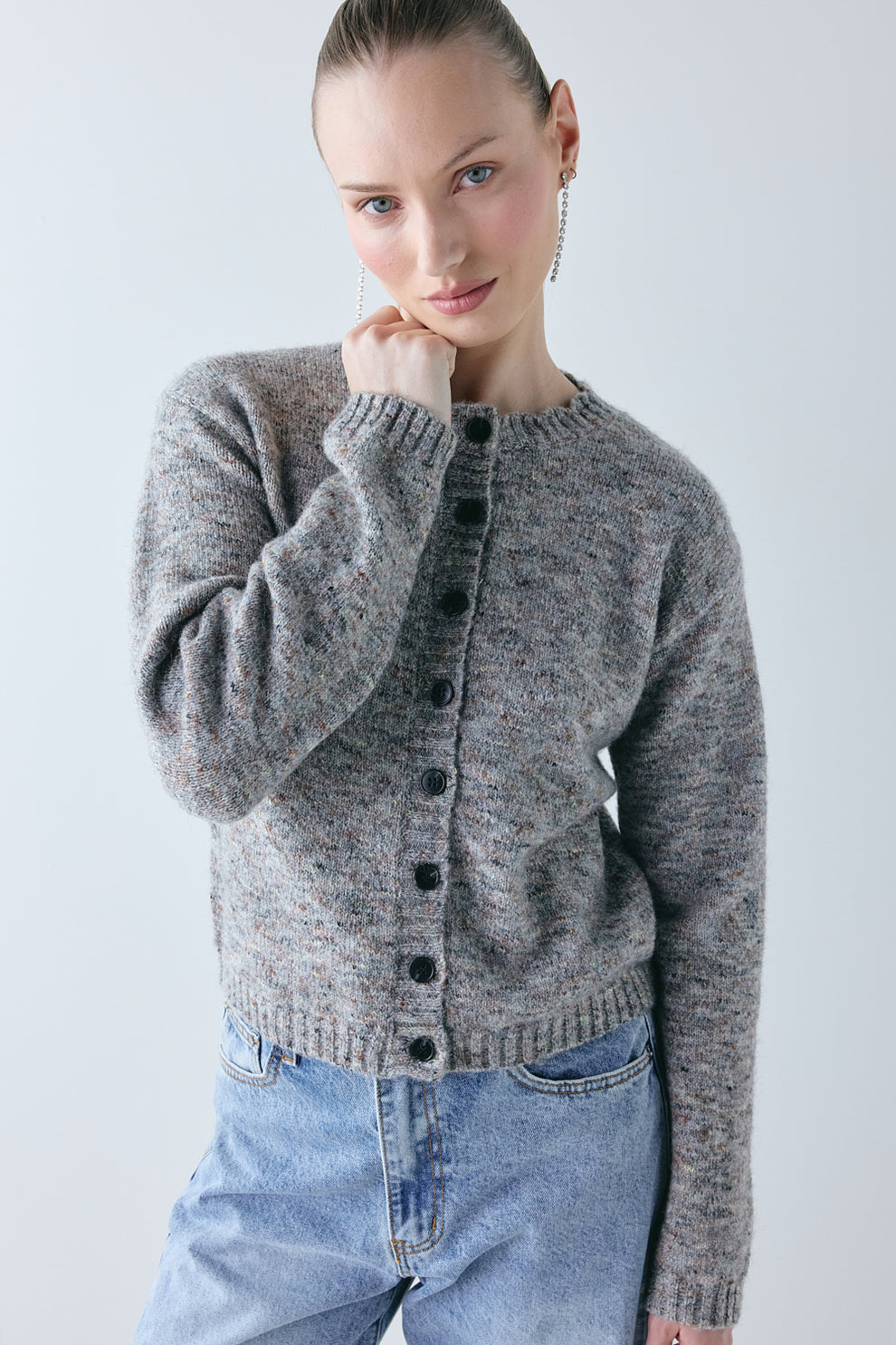 Inez Knit Cardigan Grey Marle 