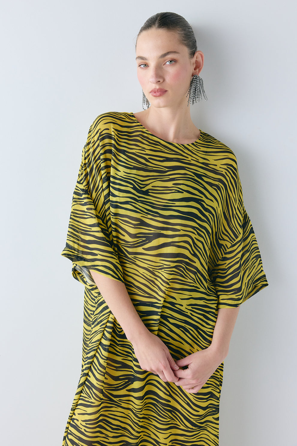Ivette Sheer Midi Dress Tiger