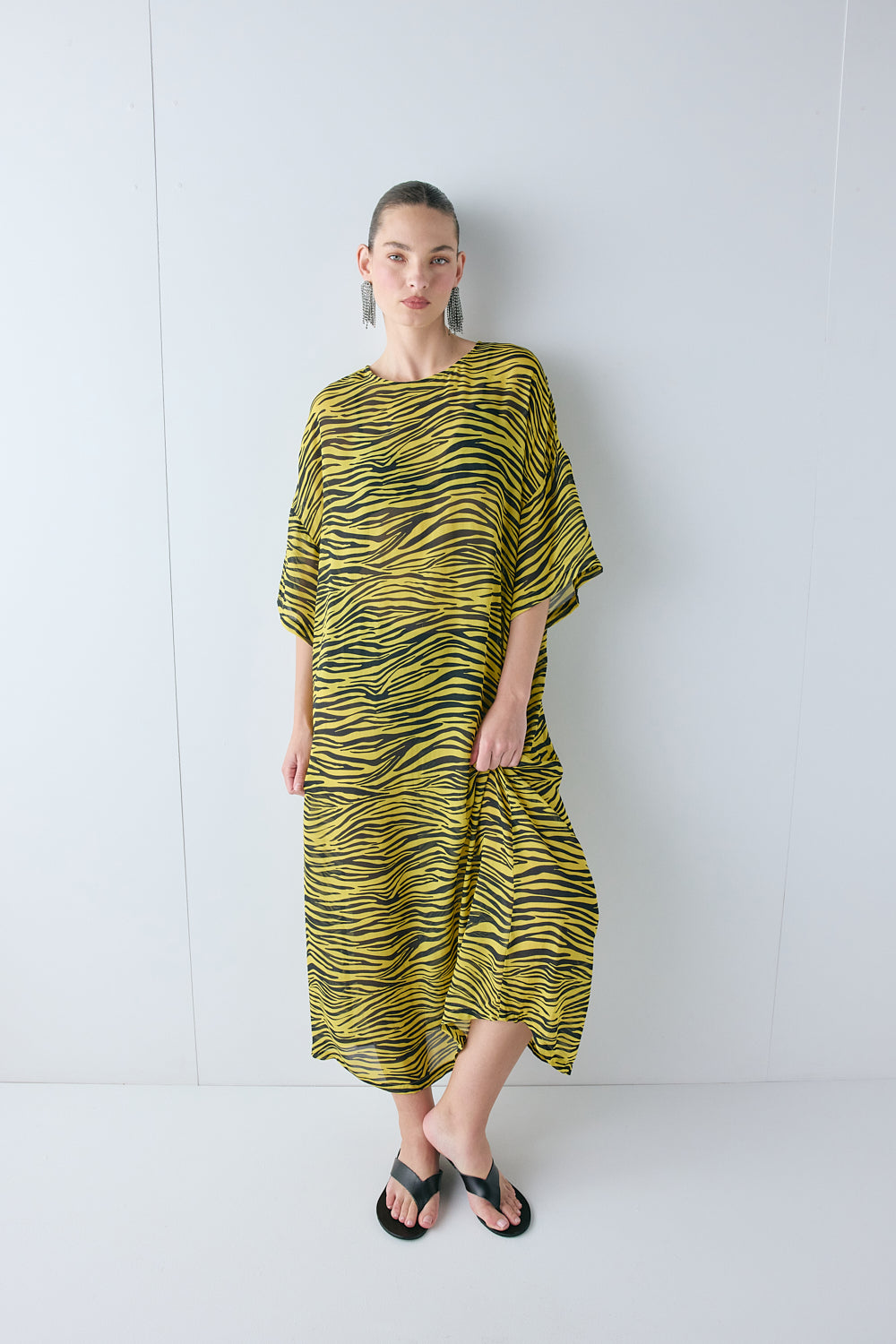 Ivette Sheer Midi Dress Tiger
