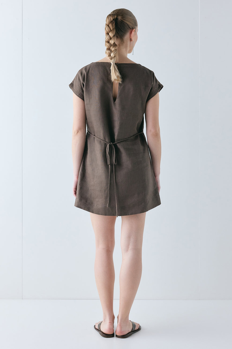 Rome Linen Mini Dress Chocolate