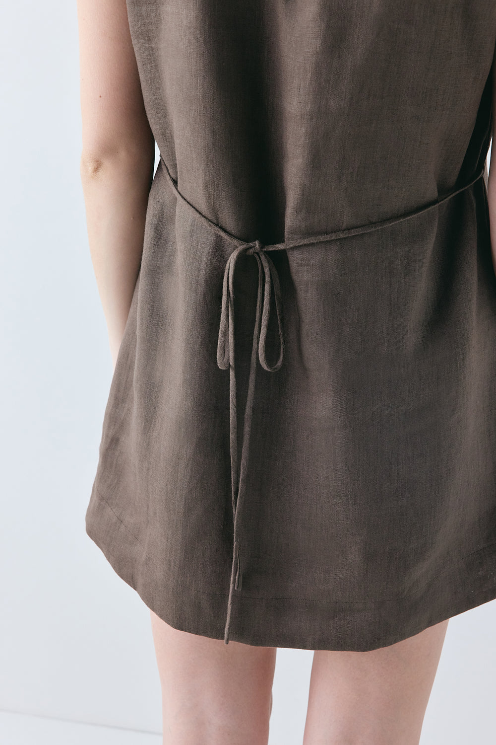 Rome Linen Mini Dress Chocolate