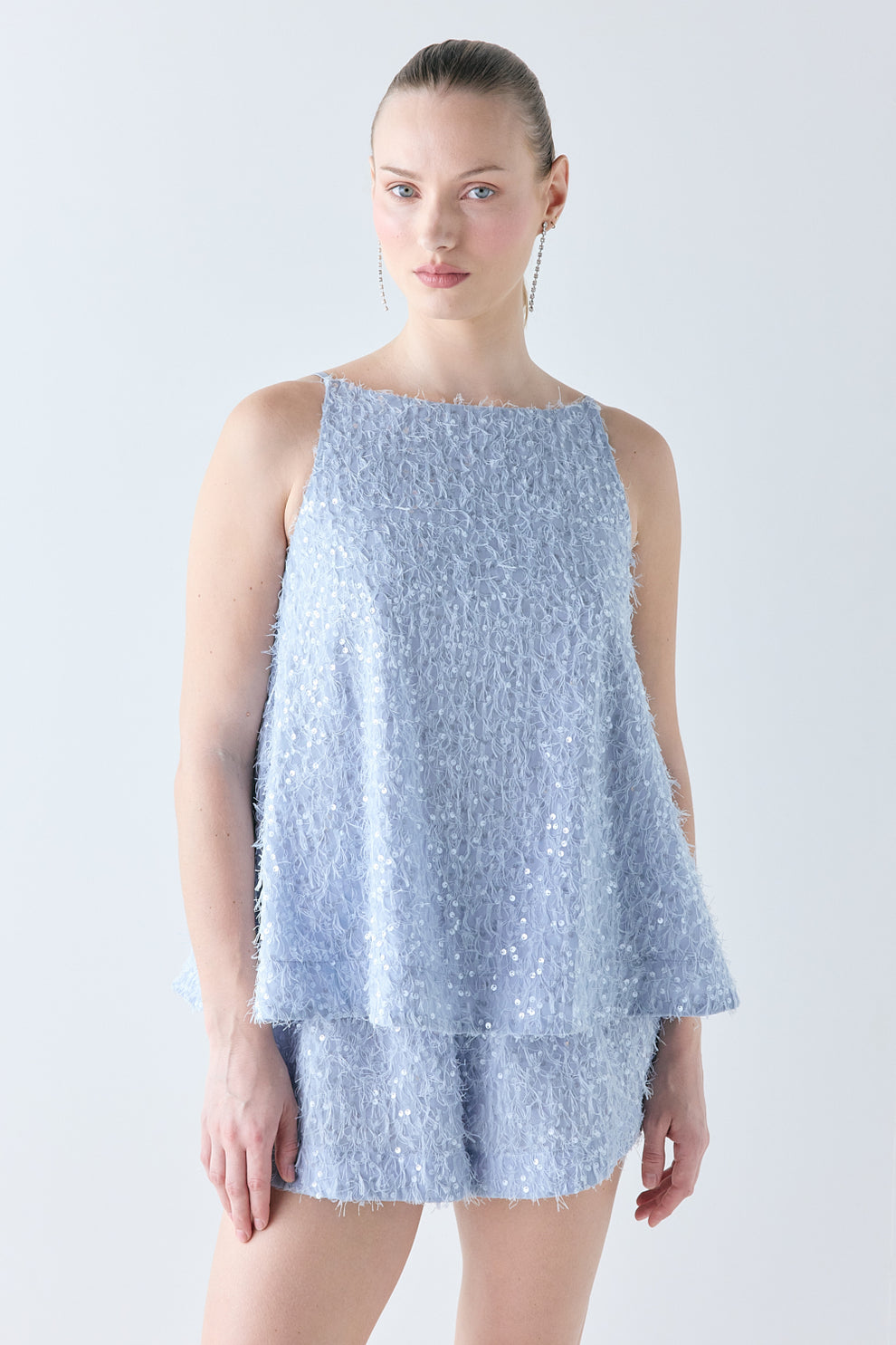 Sylvia Sequin Top Sky