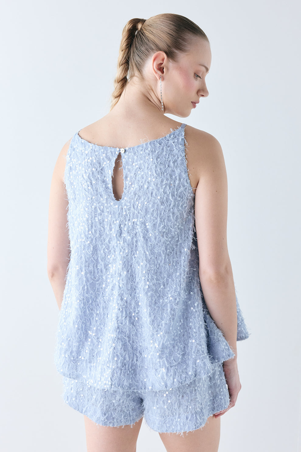 Sylvia Sequin Top Sky