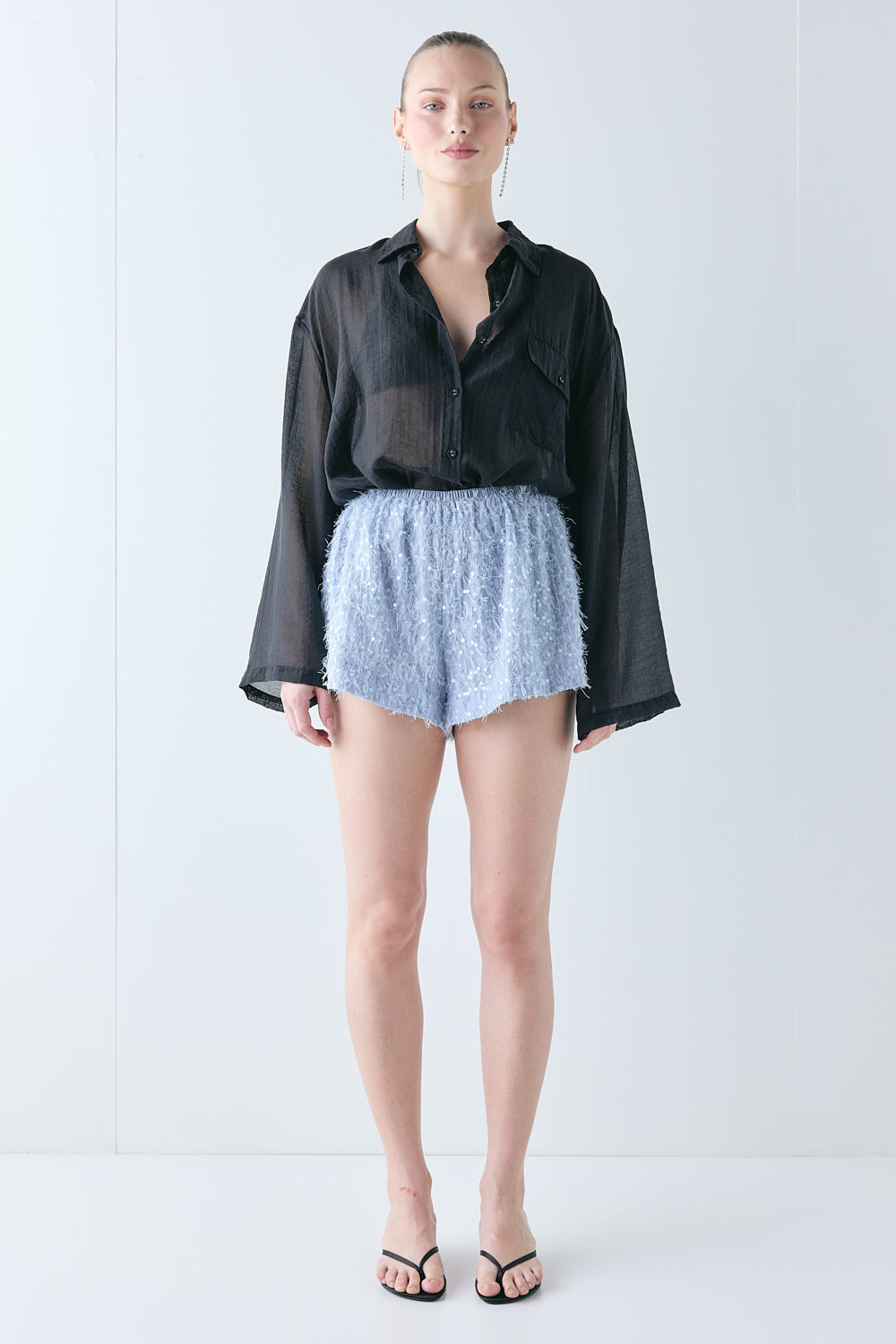 Juno Sequin Shorts Sky 