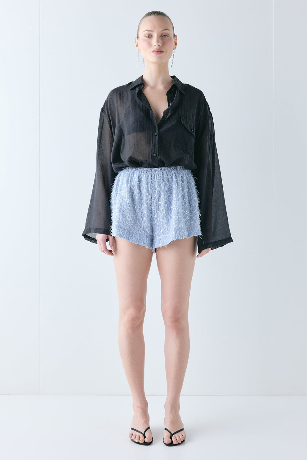 Juno Sequin Shorts Sky 