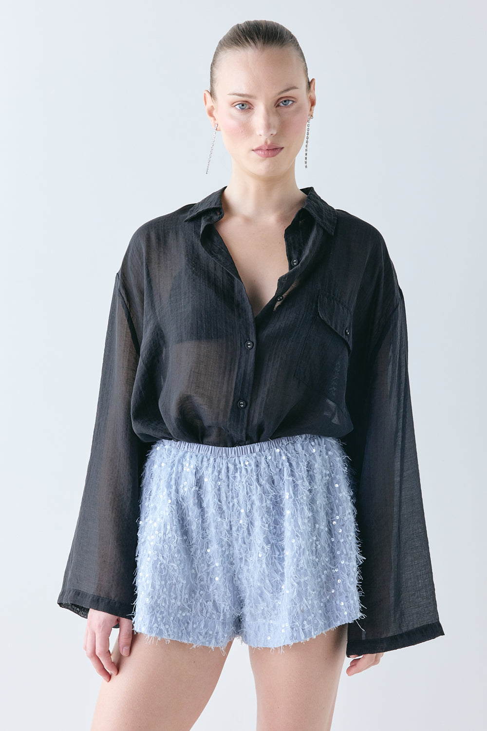 Juno Sequin Shorts Sky - size:Mira:AU 8 / US 4