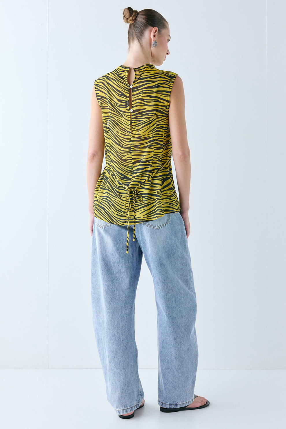 Carson Sheer Top Yellow Tiger