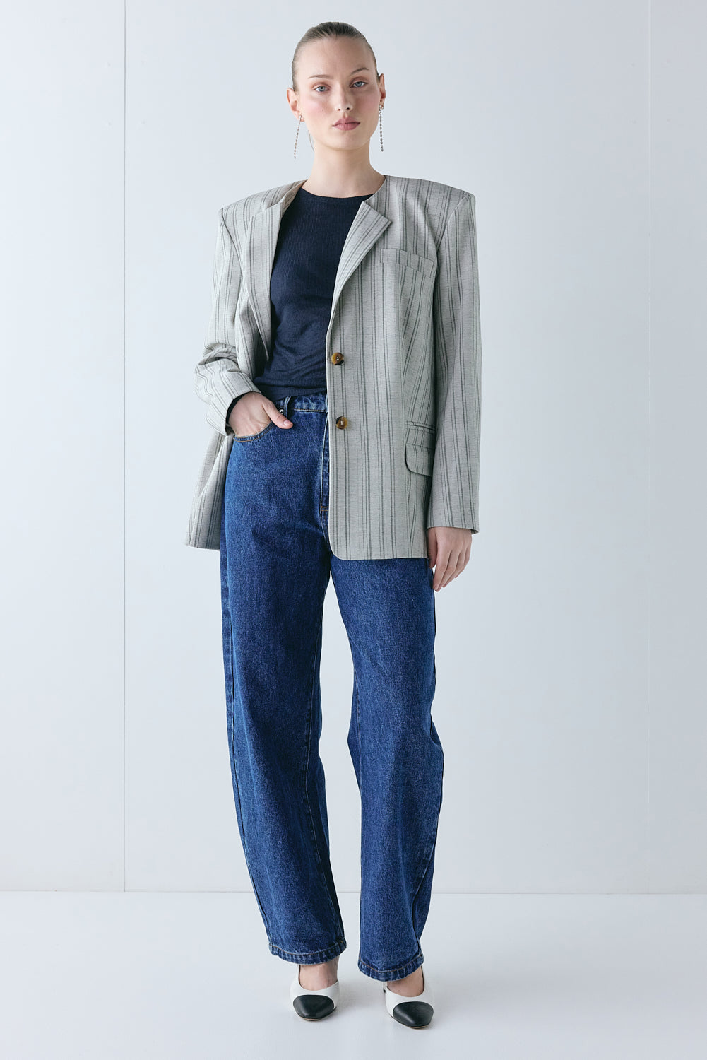 Bennett Blazer Grey Stripe