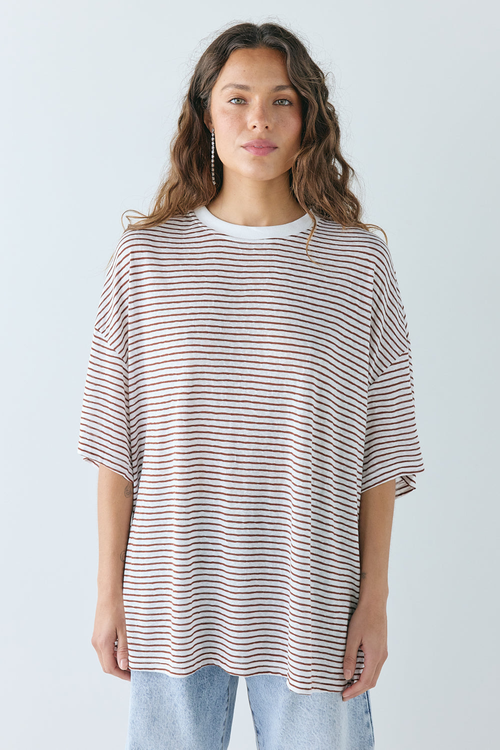 Willow Tee Brown Stripe - size:Stephanie:AU 6 / US 2