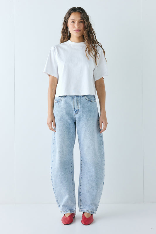 Sami Mid Rise Barrel Denim Jeans Washed Blue - size:Stephanie:AU 6 / US 2