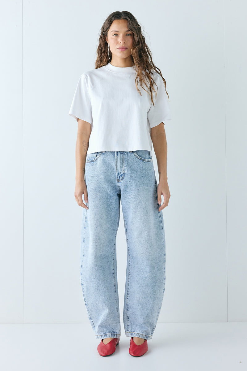 Sami Mid Rise Barrel Denim Jeans Washed Blue - size:Stephanie:AU 6 / US 2
