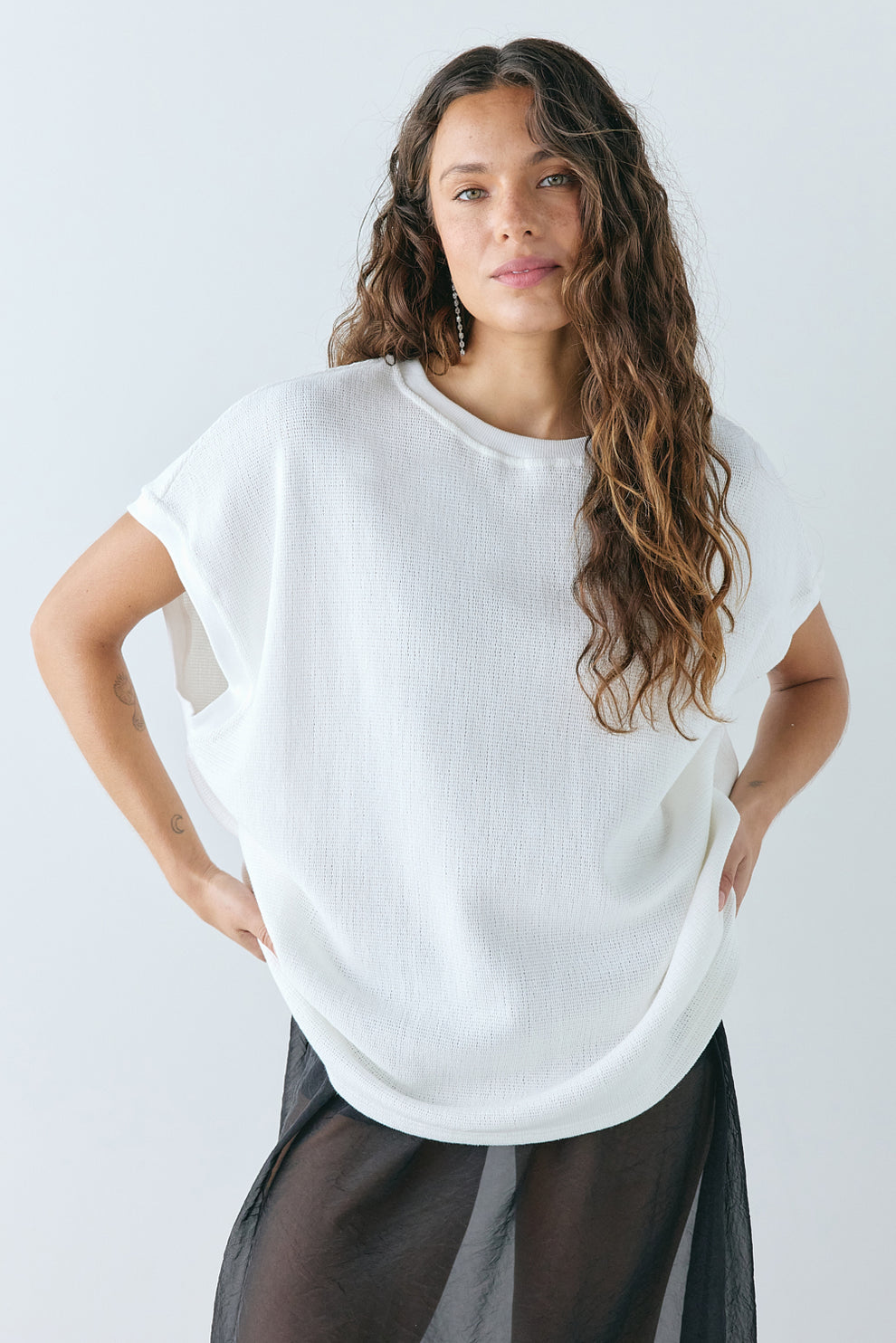 Lori Waffle Tank White