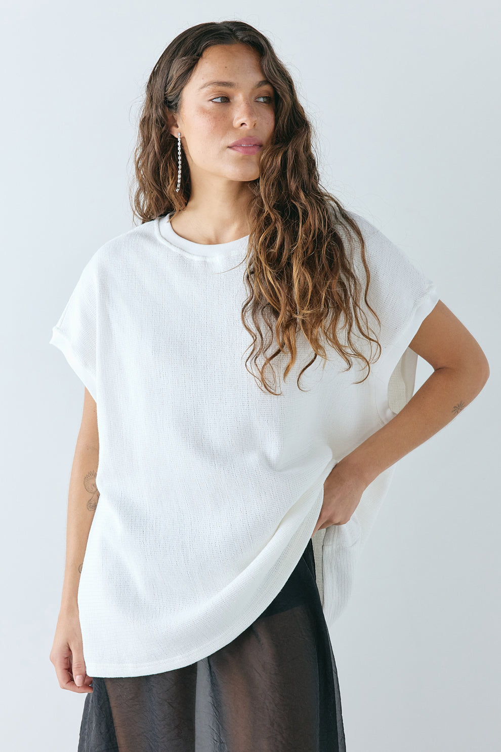 Lori Waffle Tank White
