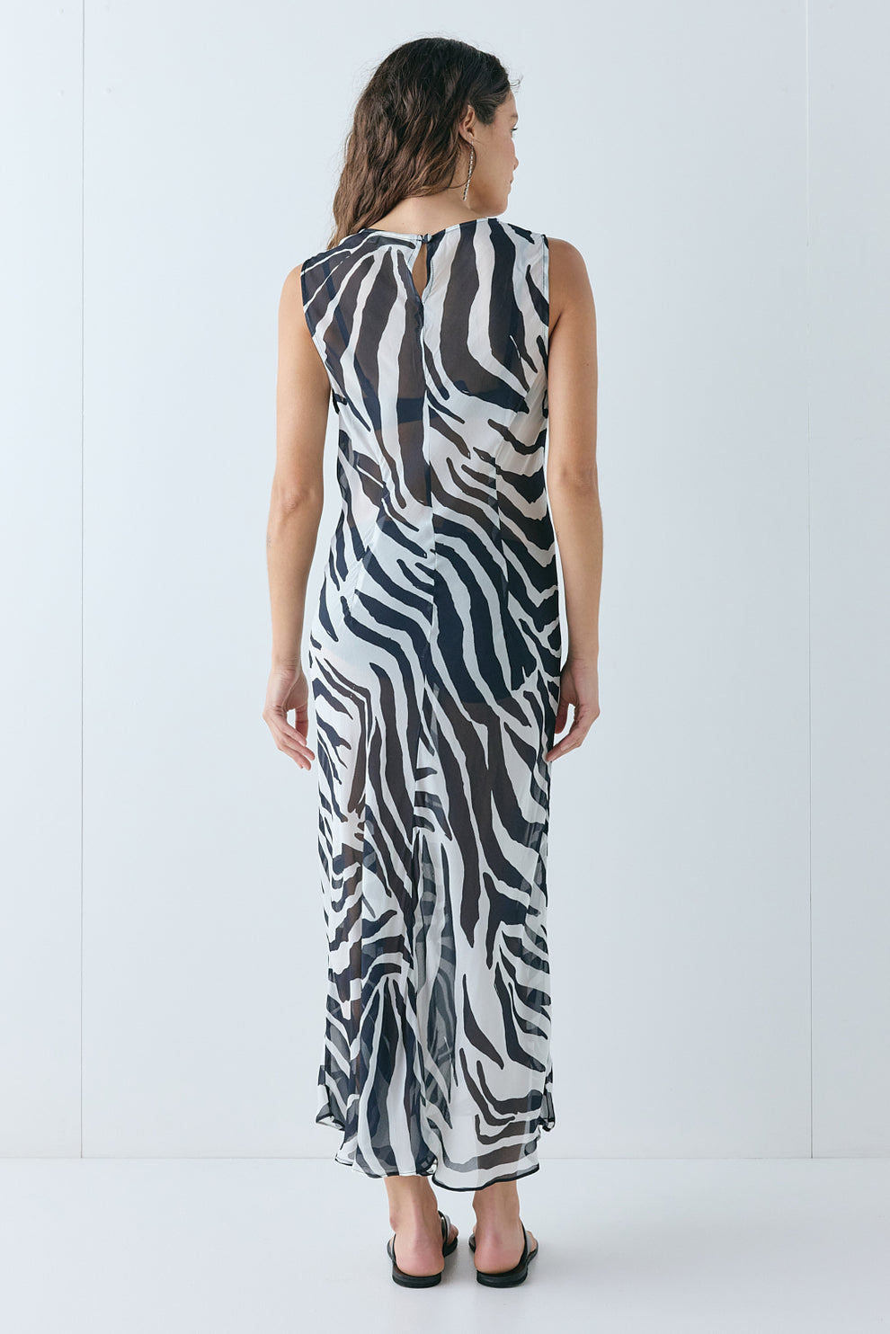 Francesca Sheer Maxi Dress Zebra 
