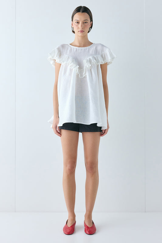 Viola Linen Tunic White - size:Alida:AU 6 / US 2