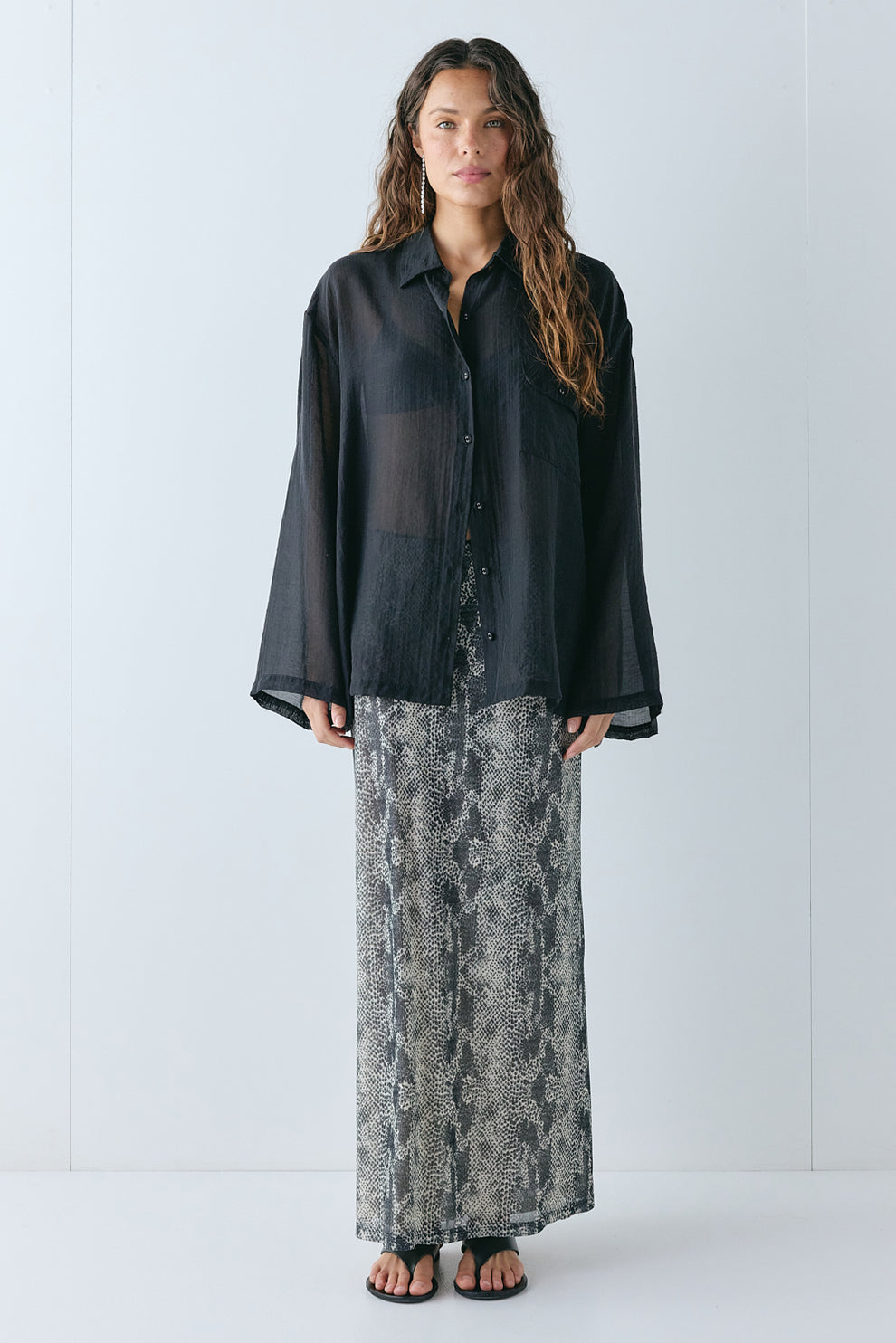 Elara Mesh Maxi Skirt Snake