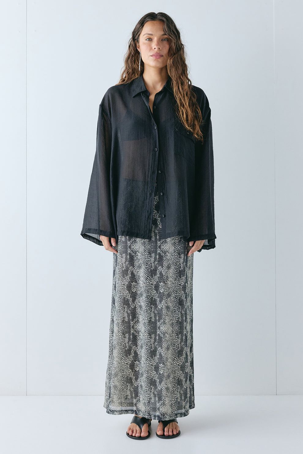 Vale Sheer Shirt Black Stripe - size:Stephanie:AU 6 / US 2