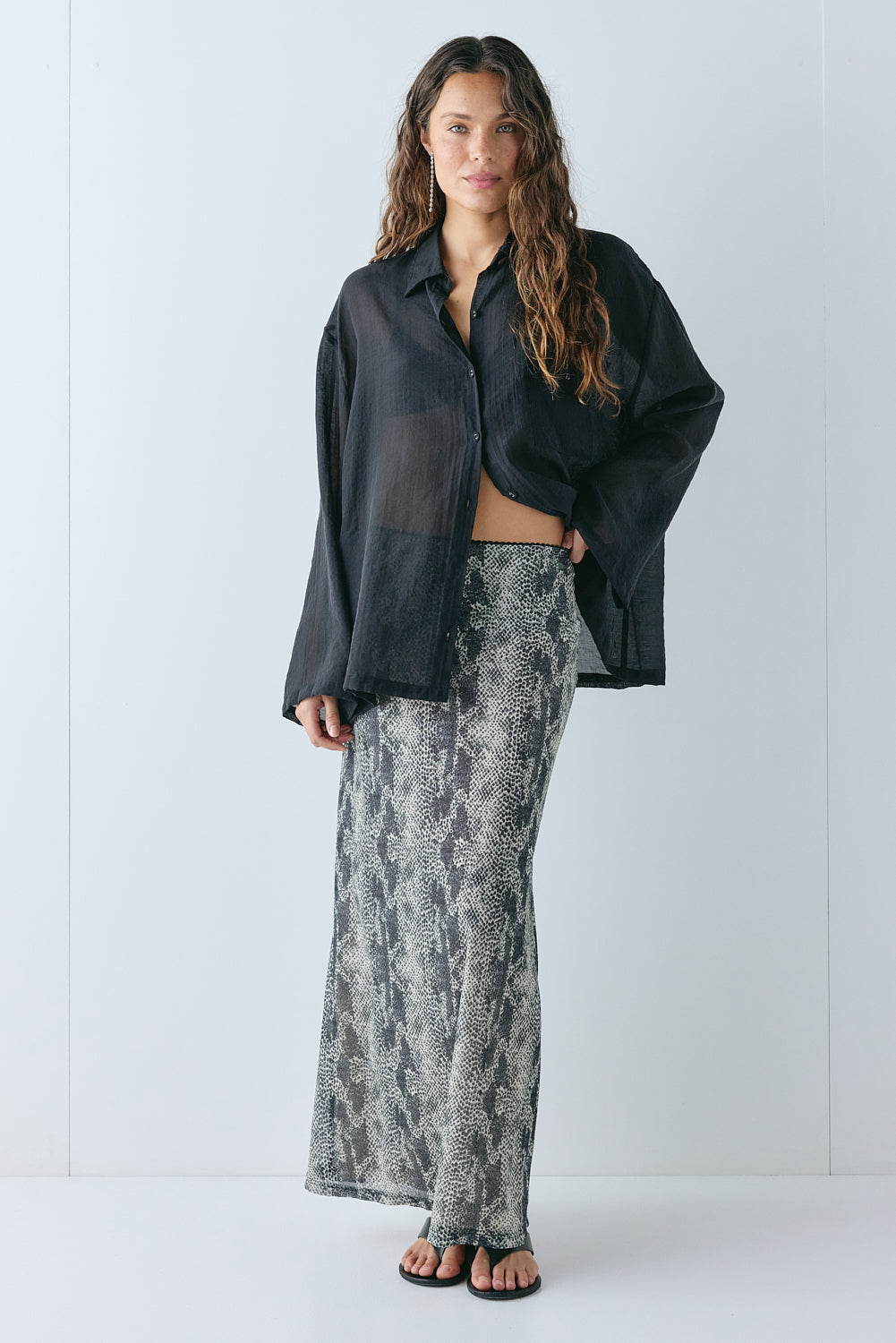 Elara Mesh Maxi Skirt Snake