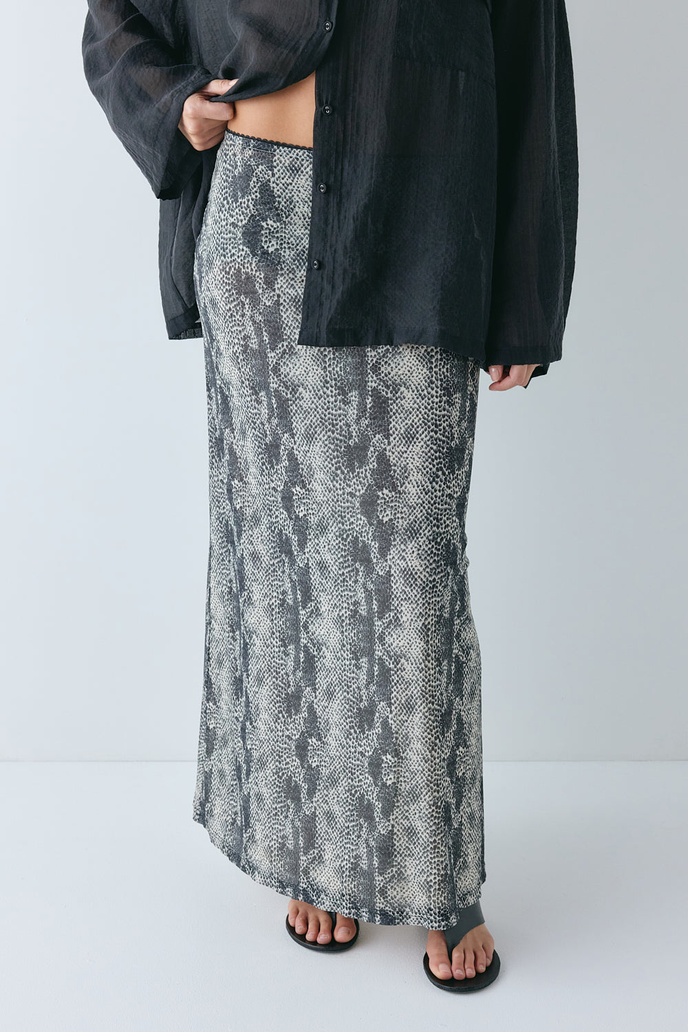 Elara Mesh Maxi Skirt Snake