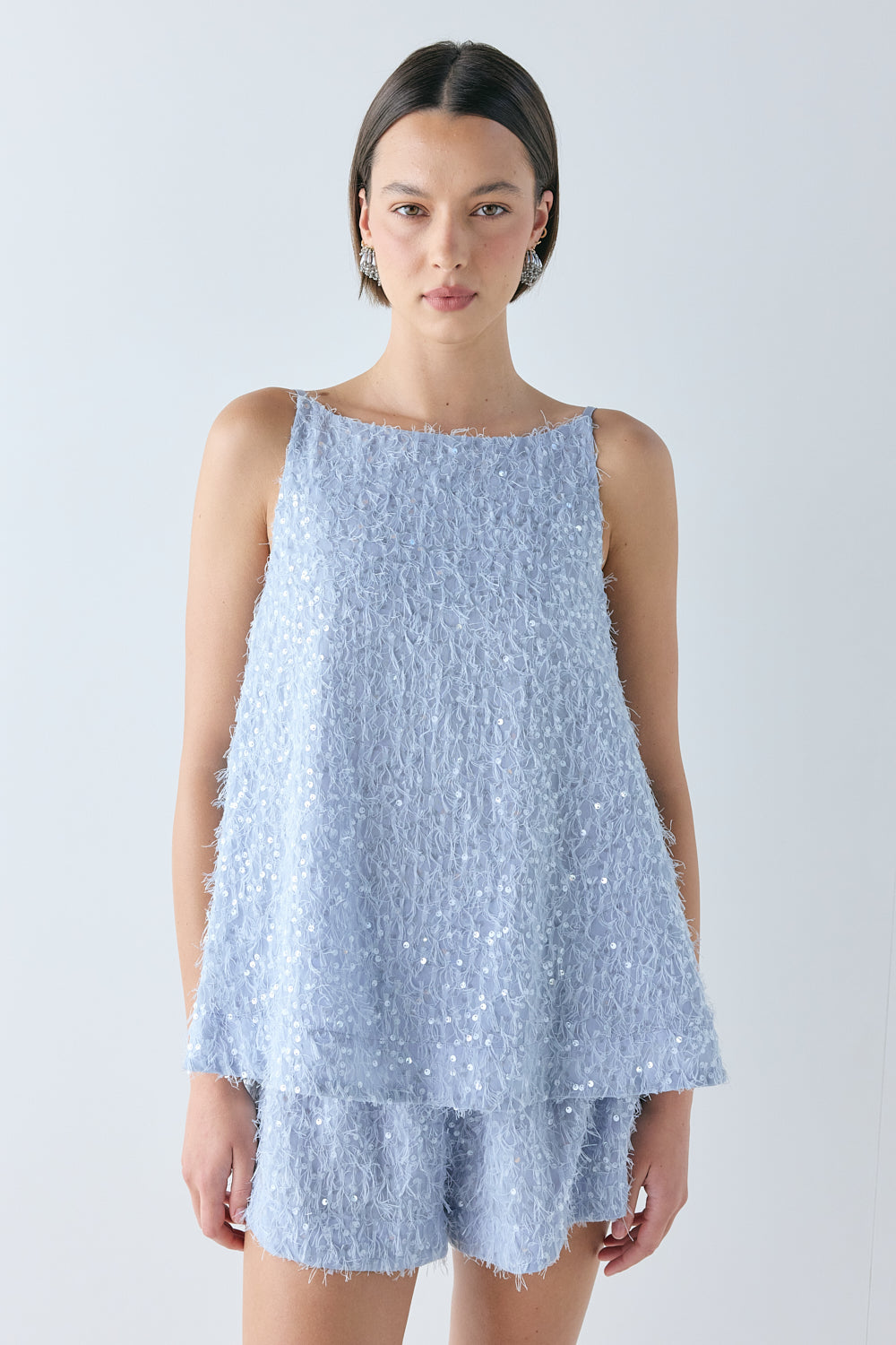 Sylvia Sequin Top Sky