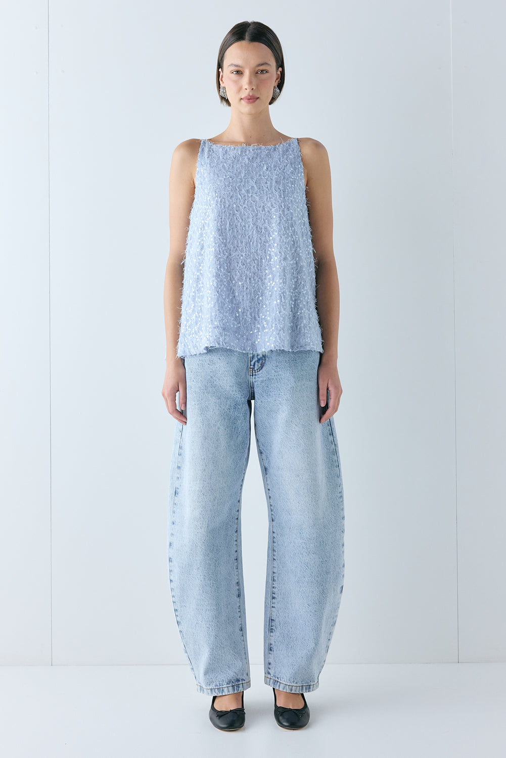 Sylvia Sequin Top Sky