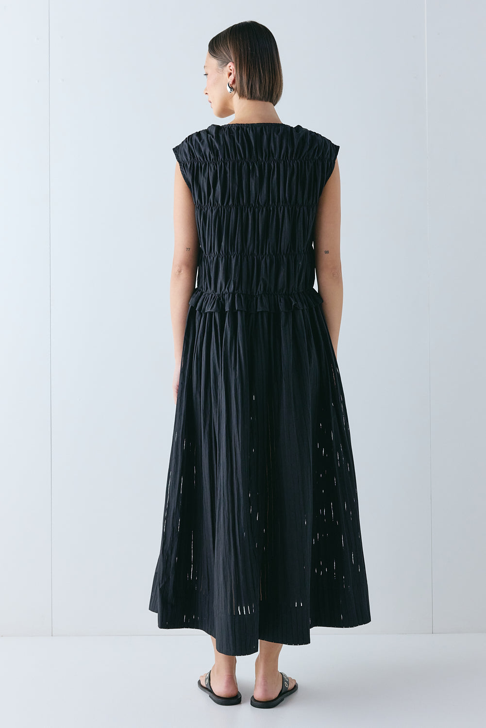 Izabel Maxi Dress Black Sheer Stripe