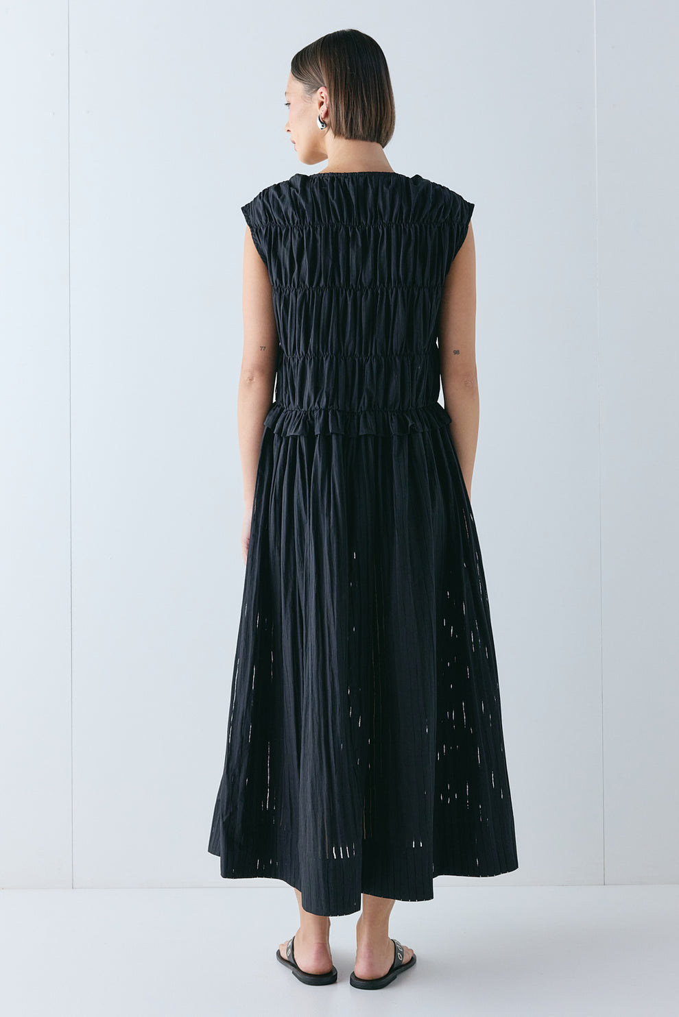 Izabel Maxi Dress Black Sheer Stripe